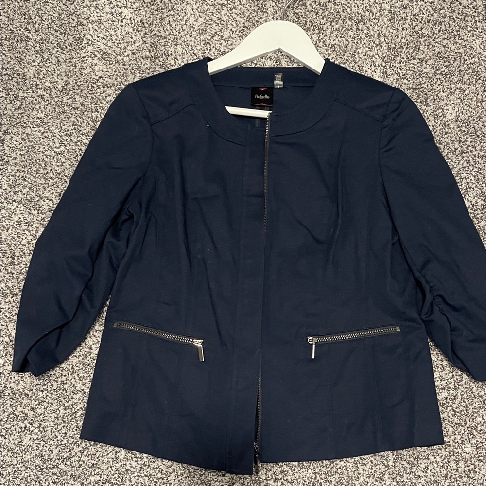 Rafaella Navy Blazer with Zippered Pockets